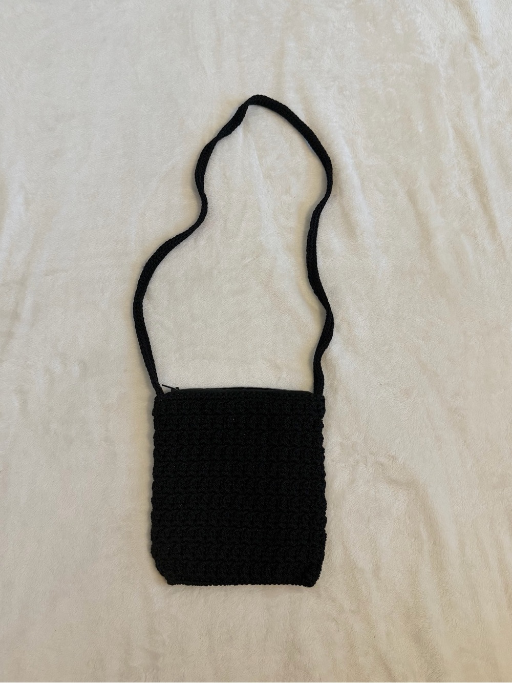 Black Crochet Crossbody Bag - Unbranded